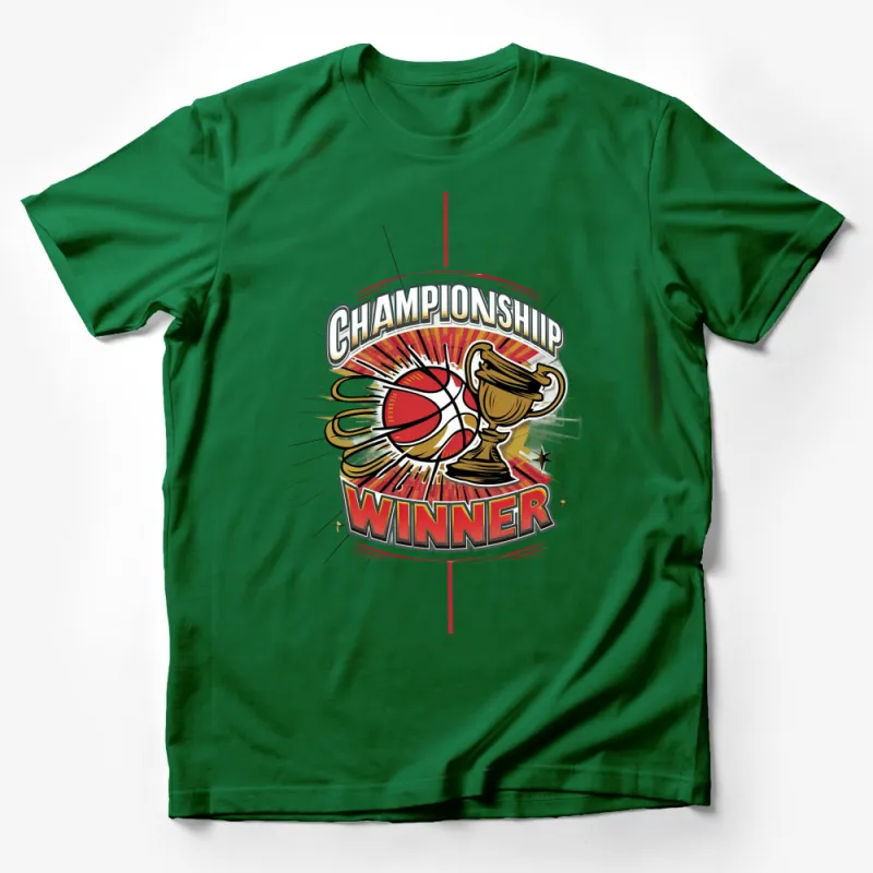 Championship Winner T-Shirt, Basketball Trophy Graphic Tee, Sports Fan Gift Idea Male T-Shirt