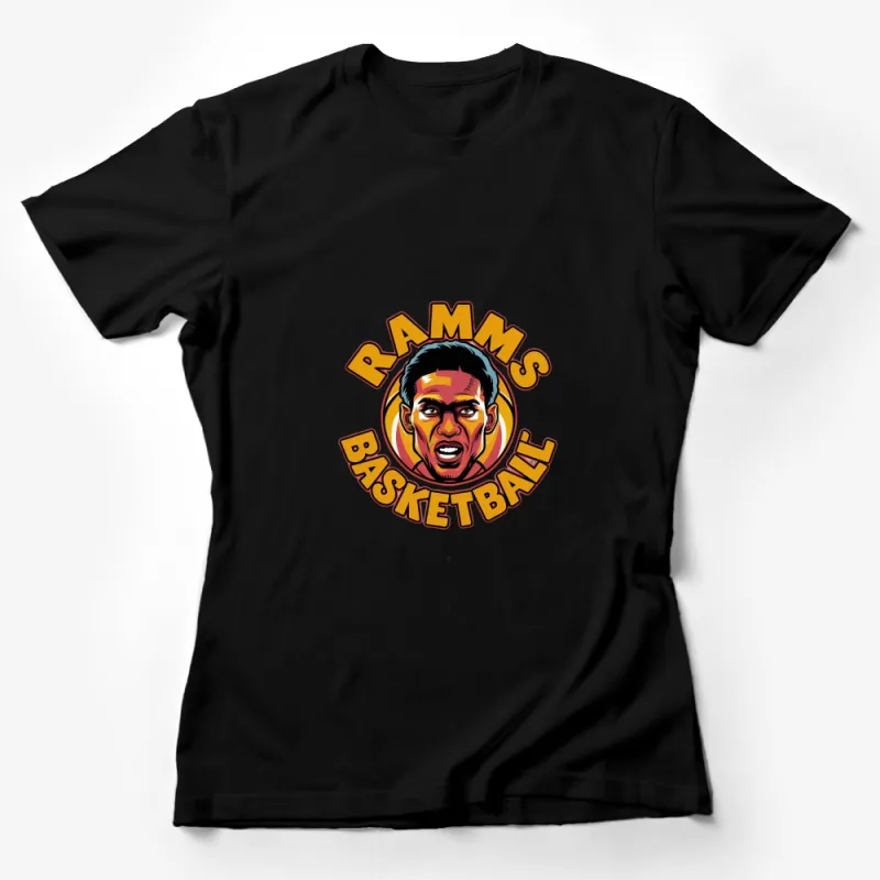 RAMMS Basketball Graphic T-Shirt, Colorful Sports Fan Apparel, Cool Athletic Tee, Casual Wear Female T-Shirt