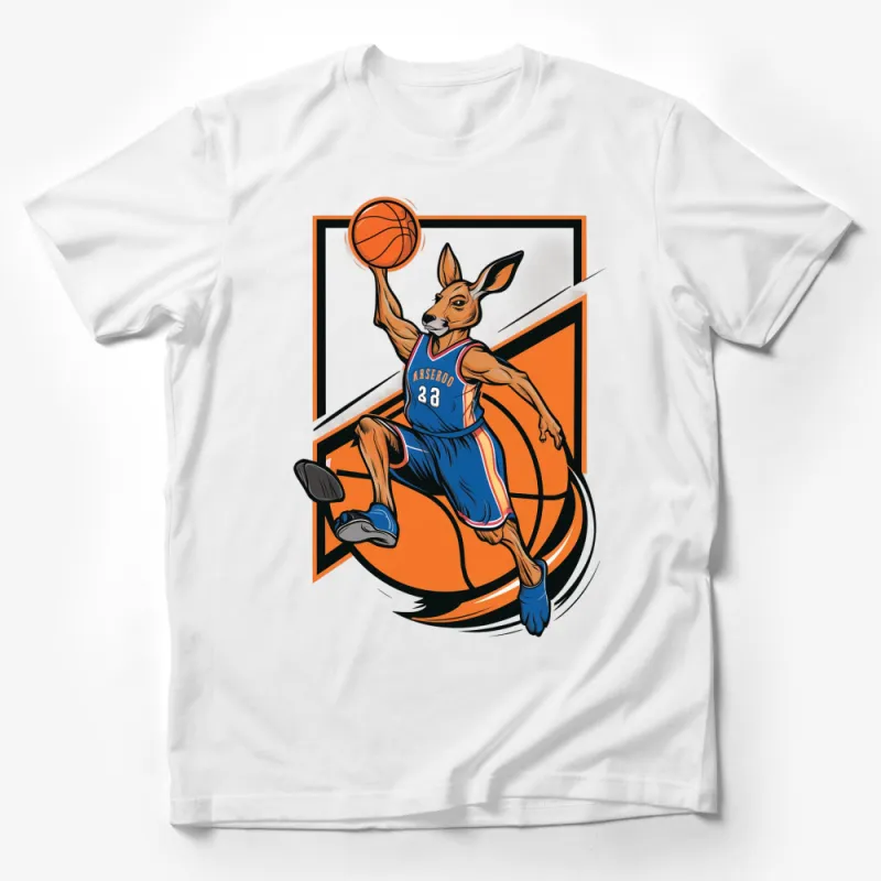 Athletic Kangaroo Basketball Player T-Shirt, Vintage Style Sports Tee, Unique Animal Design Shirt Male T-Shirt