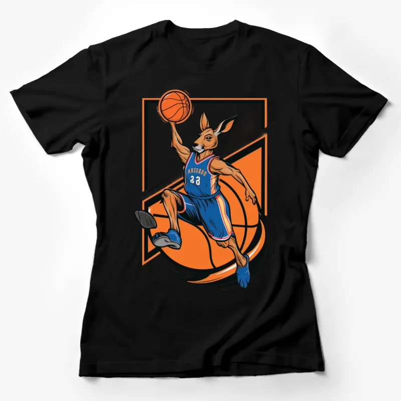 Athletic Kangaroo Basketball Player T-Shirt, Vintage Style Sports Tee, Unique Animal Design Shirt Female T-Shirt