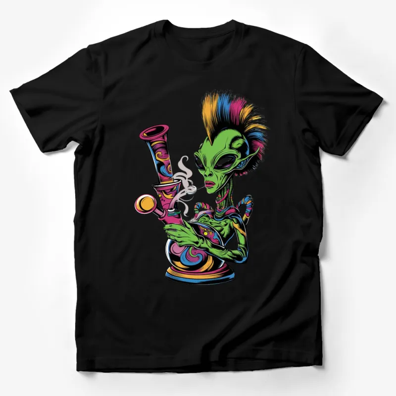 Alien Smoking Bong T-Shirt, Colorful Extraterrestrial Design, Unisex Graphic Tee, Space Theme Shirt Male T-Shirt