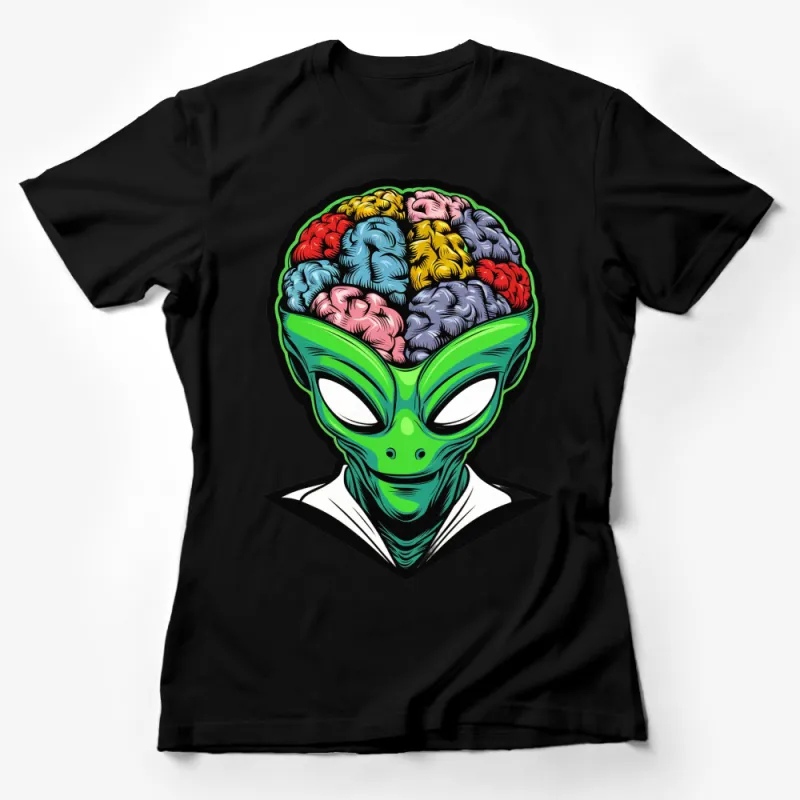 Colorful Alien Brain Graphic Tee, Psychedelic Art T-Shirt, Unique Extraterrestrial Design, Unisex Female T-Shirt