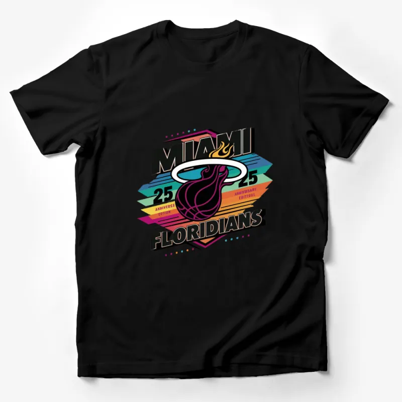 Miami Floridians 25th Anniversary Edition T-Shirt, Vibrant Basketball Fan Gear Male T-Shirt