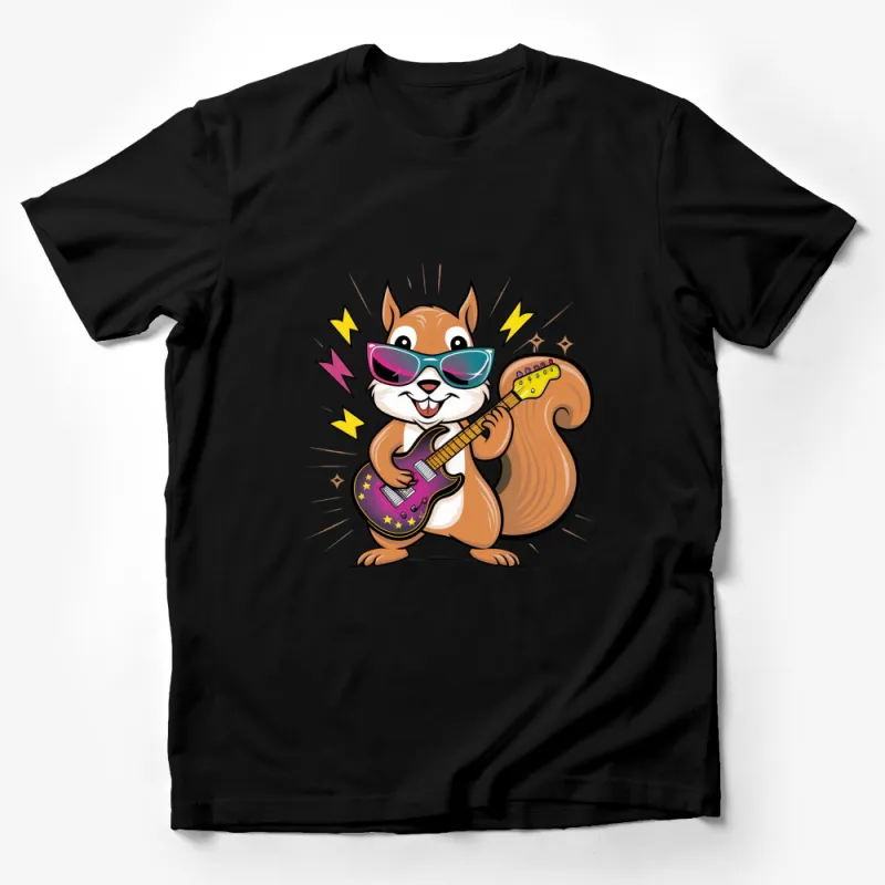 Cool Squirrel with Guitar T-Shirt, Funny Animal Music Lover Tee, Unisex Graphic Shirt Male T-Shirt