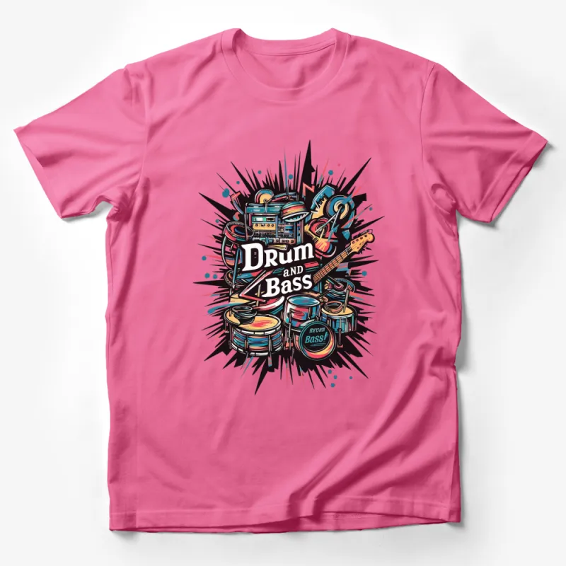 Colorful Drum and Bass Music Themed T-Shirt, Unisex Graphic Tee, DJ and Musician Apparel Male T-Shirt