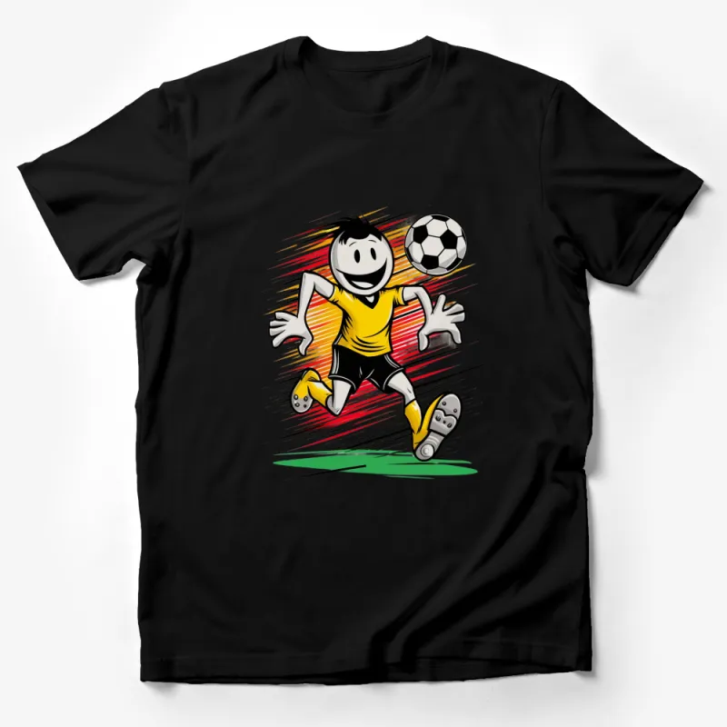 Youth Soccer Player Graphic T-Shirt, Sports Cartoon Kids T-Shirt, Vibrant Colors Male T-Shirt