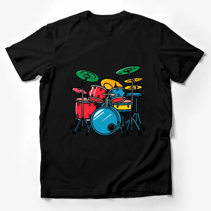 Colorful Drum Set Graphic T-Shirt, Musician Gift, Band Tee, Drummer Shirt, Unisex T-Shirt, Cool Music Tee Male T-Shirt