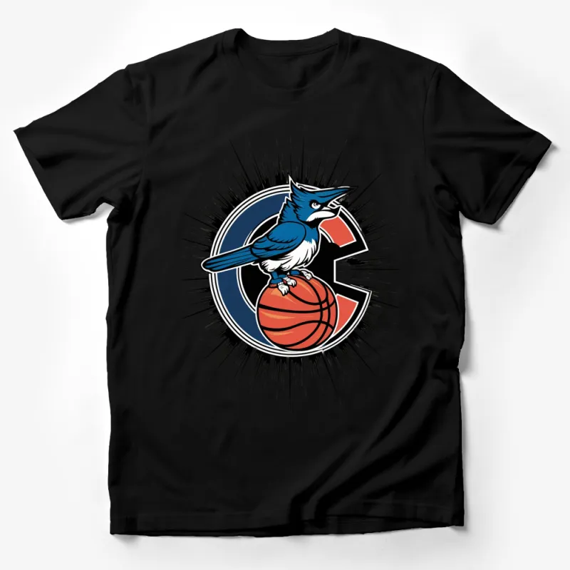 Blue Jay Basketball Mascot T-Shirt, Cool Sports Fan Gear, Unique Graphic Tee Male T-Shirt