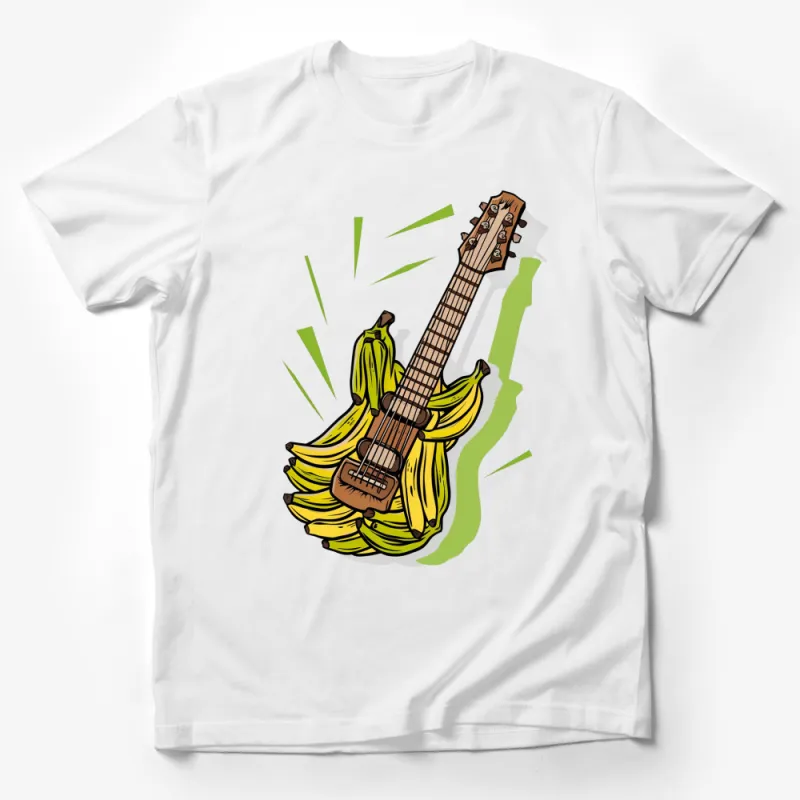 Unique Guitar Banana Bunch Graphic T-Shirt, Musician Gift, Unisex Novelty Tee, Tropical Fruit Design Male T-Shirt