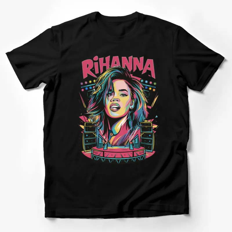 Colorful Pop Art Inspired Female Singer Graphic T-Shirt, Vibrant Music Icon Tee, Stylish Women's Fashion Top Male T-Shirt