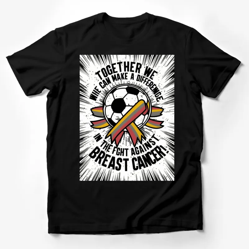 Breast Cancer Awareness Soccer T-Shirt, Fight Together Sports Tee, Unisex Graphic Shirt Male T-Shirt