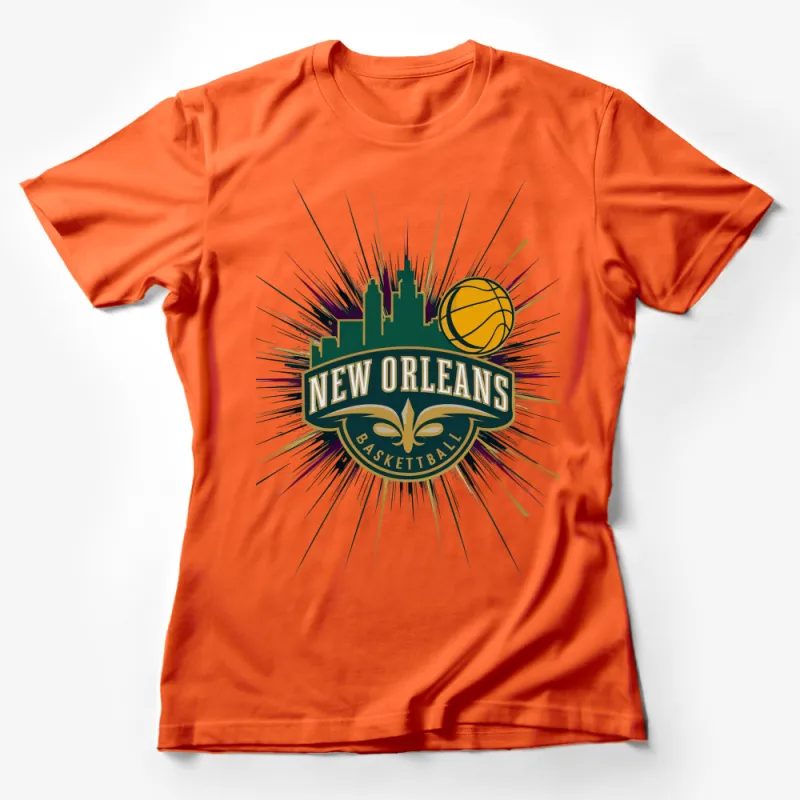 New Orleans Basketball T-Shirt, City Skyline Sports Fan Tee, Vibrant Team Colors Graphic Shirt Female T-Shirt