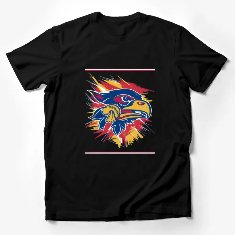 Colorful Hawk Graphic T-Shirt, Bold Eagle Art Print, Eye-Catching Casual Wear, Unisex Tee Male T-Shirt