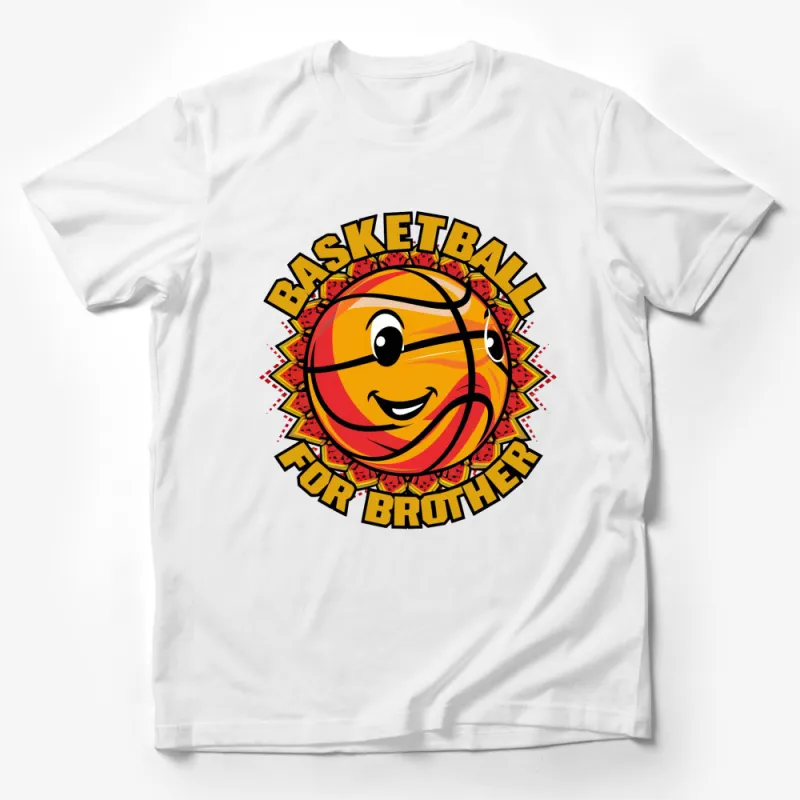 Basketball For Brother T-Shirt - Smiley Face Basketball Graphic Tee, Fun Sports Shirt for Siblings, Gift Male T-Shirt