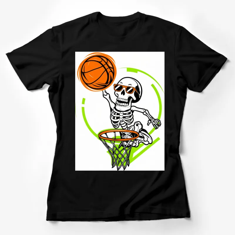 Cool Basketball Skeleton Dunking, Unisex T-shirt, Funny Sports Graphic, Casual Wear Female T-Shirt