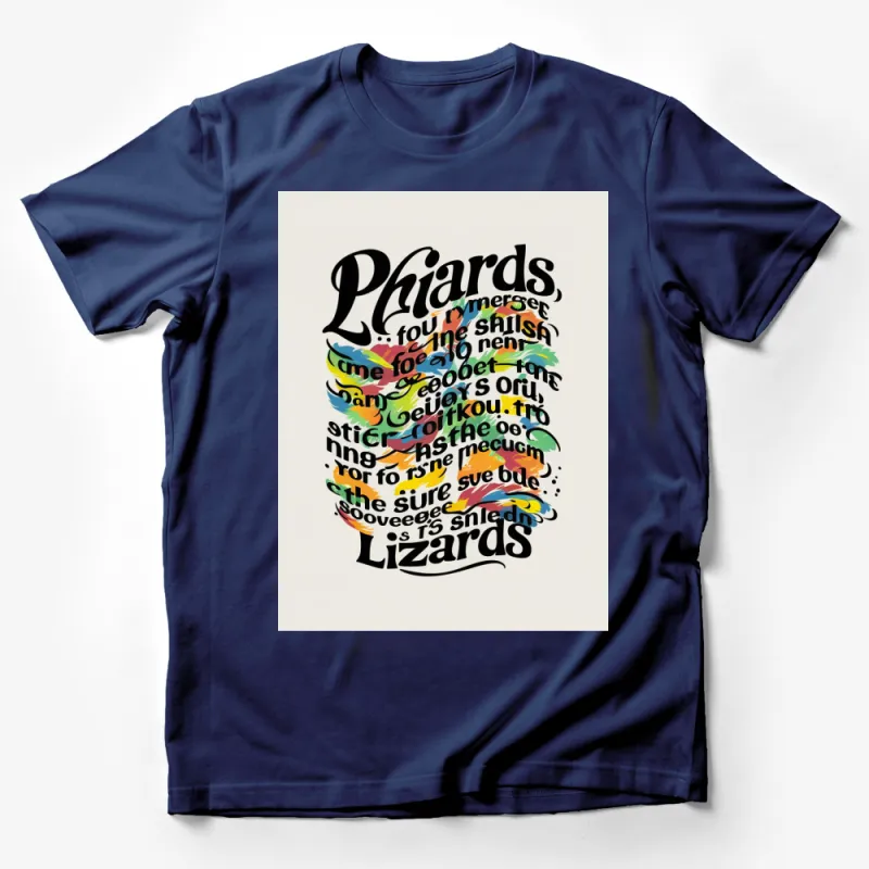 Colorful Text Spiral Design Unisex T-Shirt, Fun Word Art Graphic Tee, Unique Typography Fashion, Casual Wear Male T-Shirt