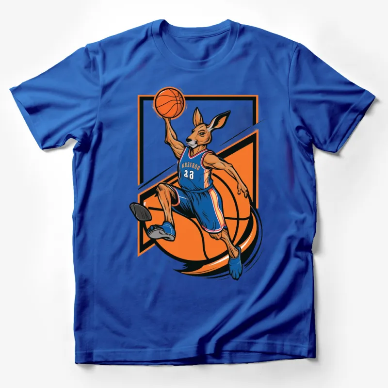 Slam Dunk Kangaroo Basketball T-Shirt, Vintage Style Sporty Tee, Cool Animal Graphic Shirt for All Ages Male T-Shirt