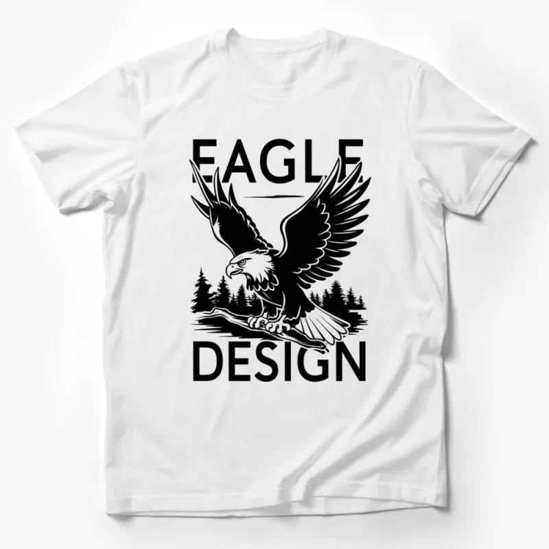 Majestic Eagle Design T-Shirt, Black and White Graphic Tee, Forest and Wildlife Bird Shirt Male T-Shirt