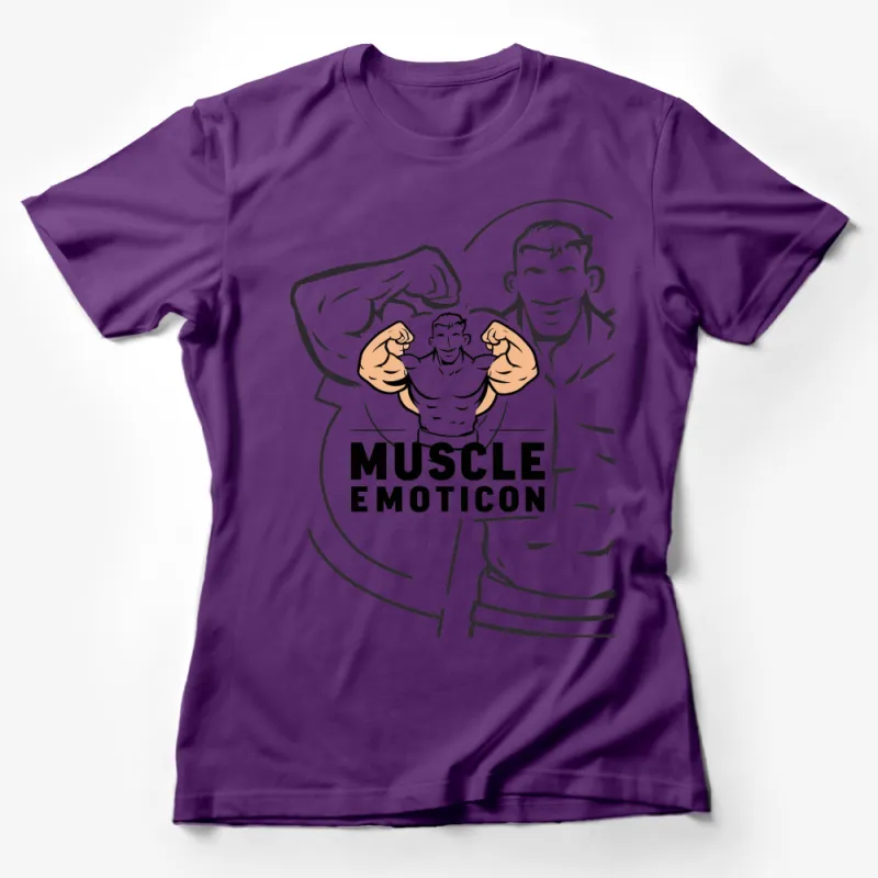 Muscle Emoticon Graphic T-Shirt, Fun Bodybuilding Tee, Fitness Enthusiast Gift, Cool Workout Apparel Female T-Shirt