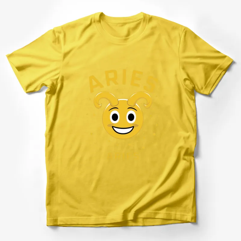 Aries Zodiac Sign T-Shirt, Yellow Aries Emoji with Stars, Astrology Gift, Unisex Tee Male T-Shirt