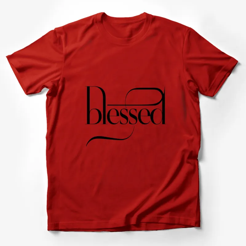 Blessed Graphic T-Shirt, Minimalist Black and White Design, Inspirational Word Art, Unisex Tee Male T-Shirt