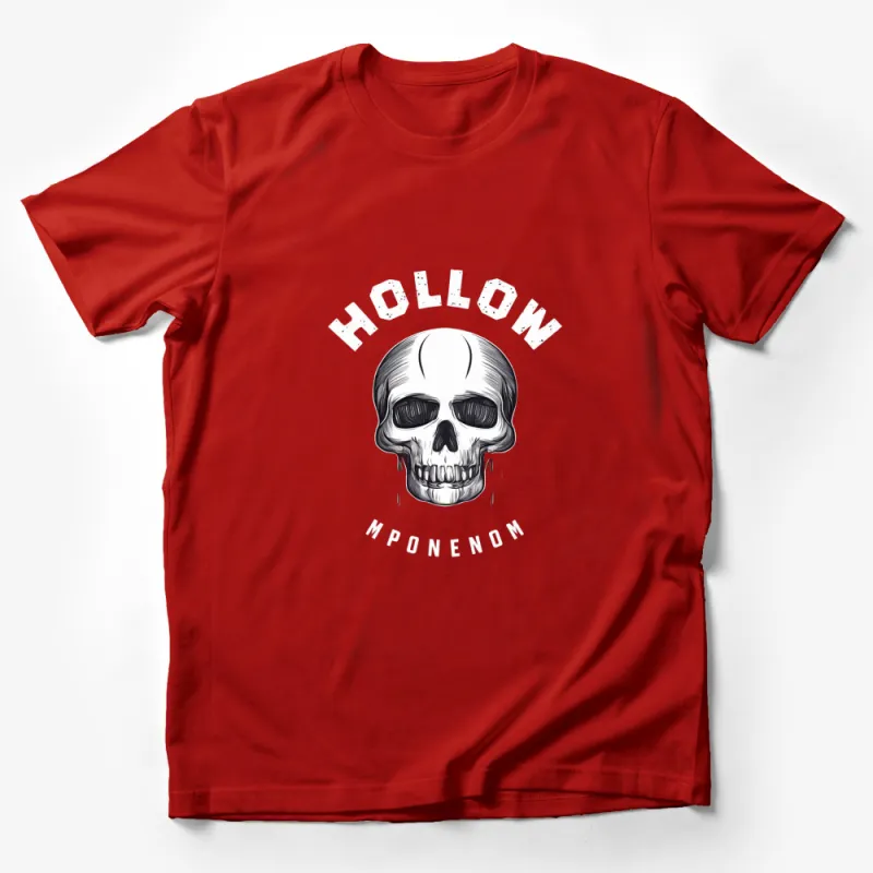 Hollow Mponenom Skull Graphic T-Shirt, Unisex Adult Black Tee, Goth Fashion Apparel, Unique Skull Design Casual Wear Male T-Shirt