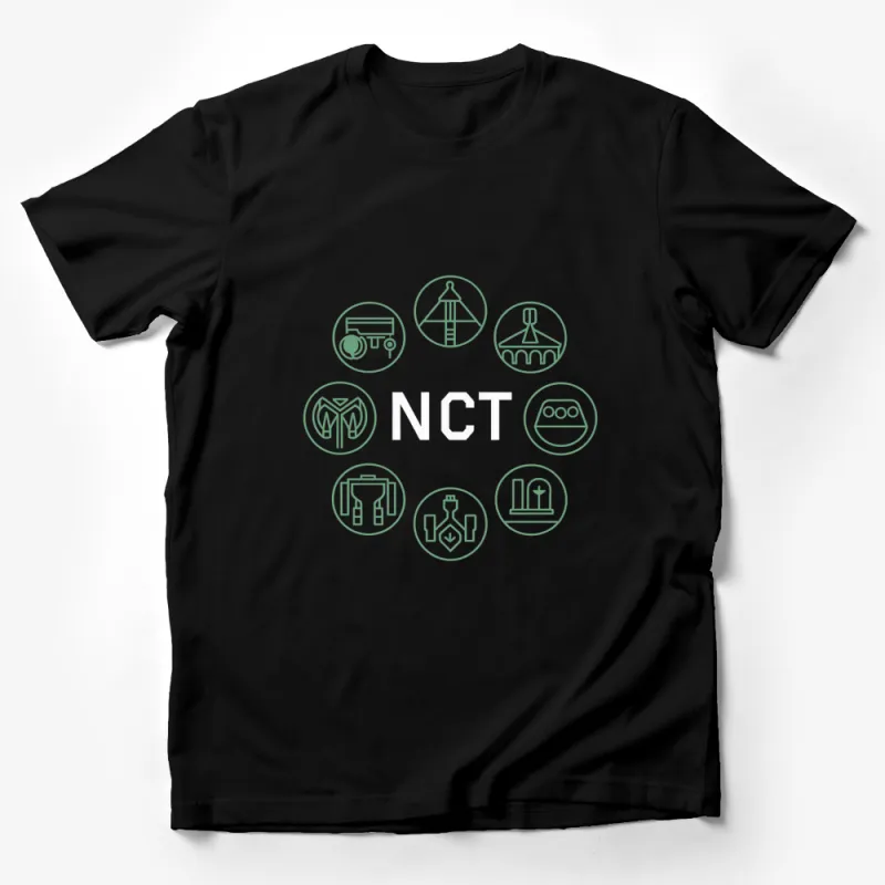 NCT Icon Design Minimalist Green Line Art Unisex T-Shirt, K-Pop Graphic Tee Male T-Shirt