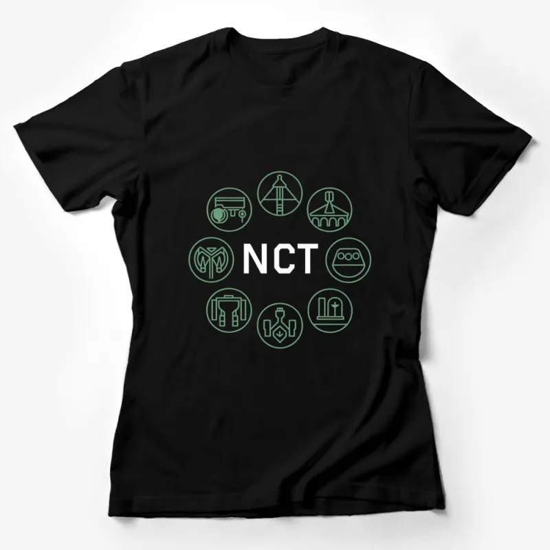 NCT Icon Design Minimalist Green Line Art Unisex T-Shirt, K-Pop Graphic Tee Female T-Shirt