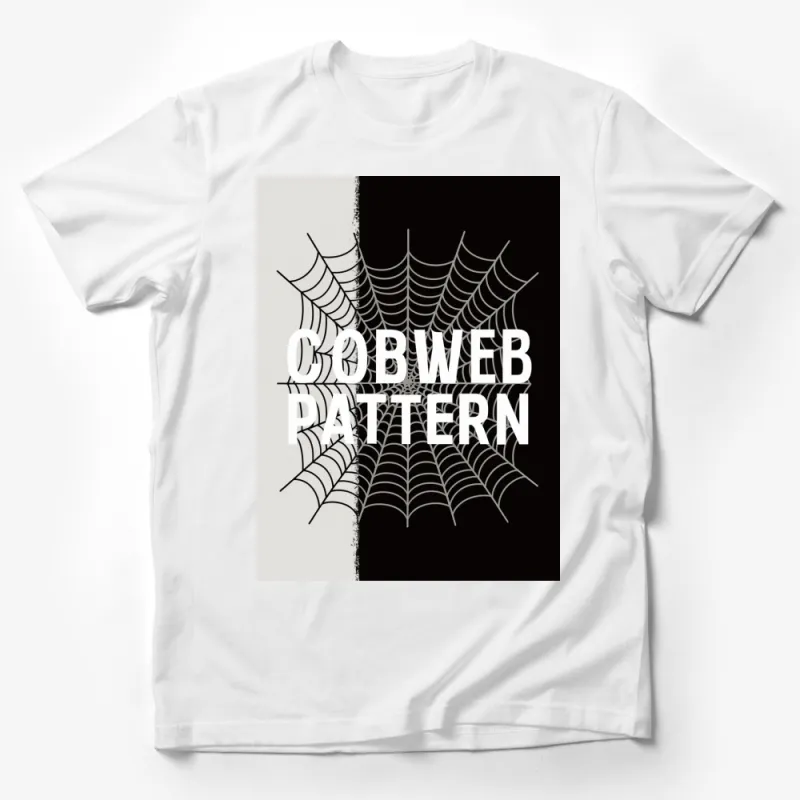 Spider Web Pattern T-Shirt, Unisex Graphic Tee, Black and White Halloween Top Male T-Shirt