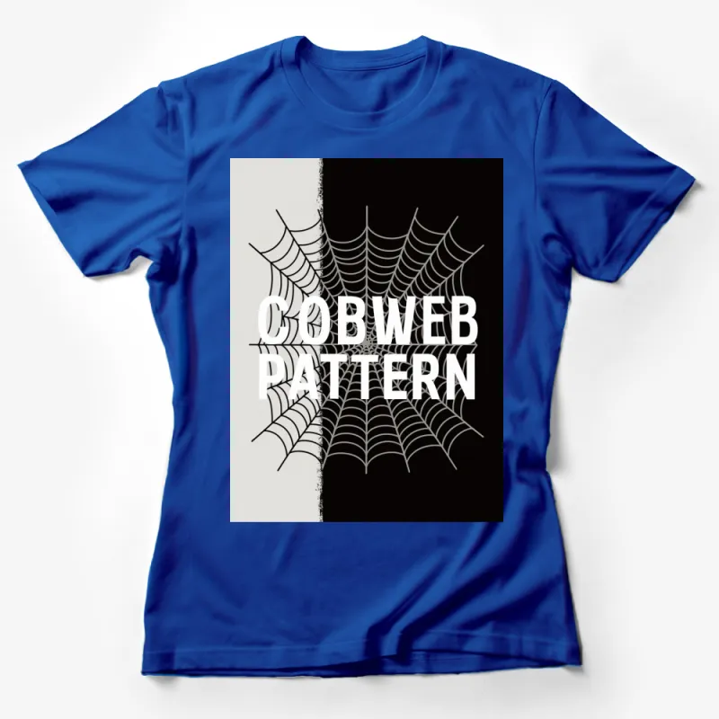 Spider Web Pattern T-Shirt, Unisex Graphic Tee, Black and White Halloween Top Female T-Shirt