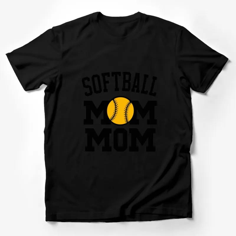 Softball Mom T-Shirt, Bold Graphic Yellow and Black Tee, Perfect Gift for Sports Mothers Male T-Shirt