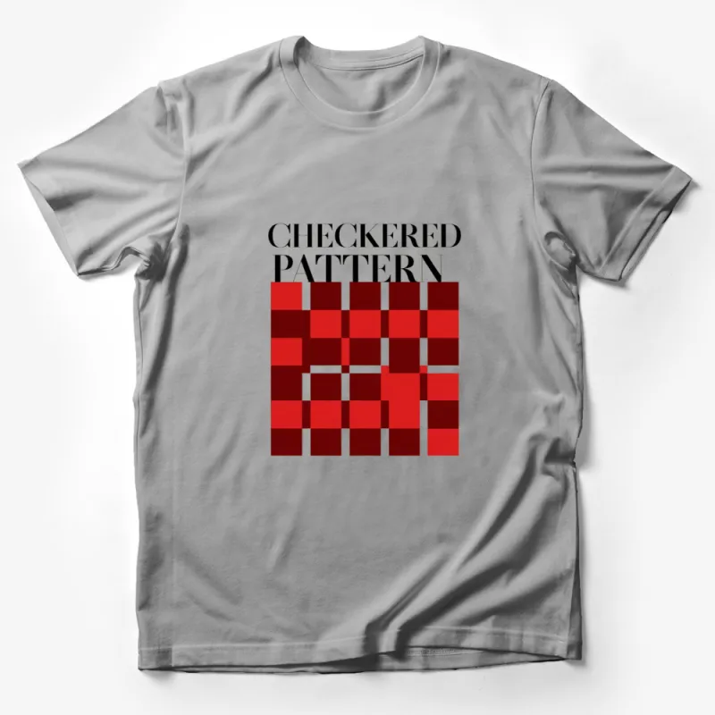 Red and Black Checkered Pattern T-Shirt, Unisex Graphic Tee, Casual Streetwear Male T-Shirt