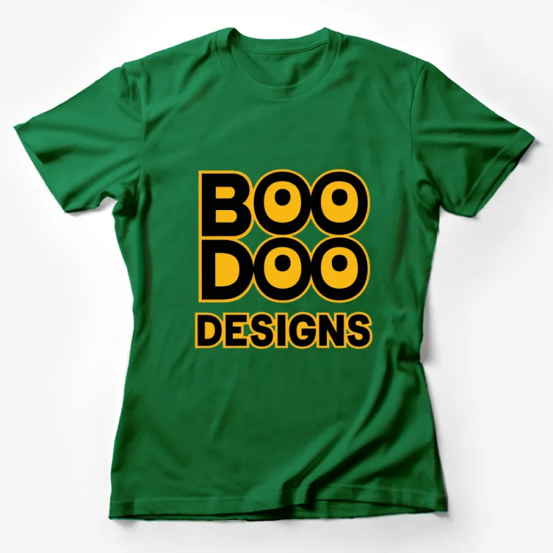 Bold BOO DOO DESIGNS Logo T-Shirt, Black and Yellow Graphic Tee, Unisex Fashion Top Female T-Shirt