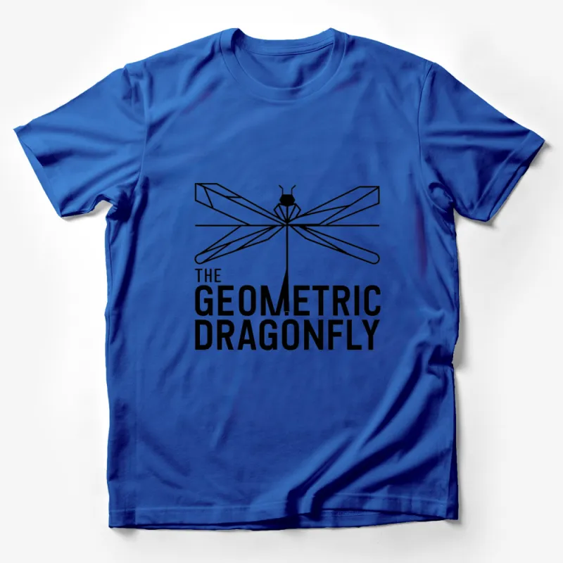 Geometric Dragonfly Graphic T-Shirt, Black and White Minimalist Tee, Nature Inspired Casual Wear Male T-Shirt