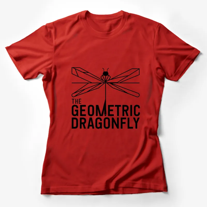 Geometric Dragonfly Graphic T-Shirt, Black and White Minimalist Tee, Nature Inspired Casual Wear Female T-Shirt