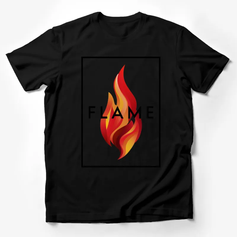 Stylish Flame Graphic T-Shirt, Bold Red and Orange Fire Design, Unisex Casual Wear Male T-Shirt