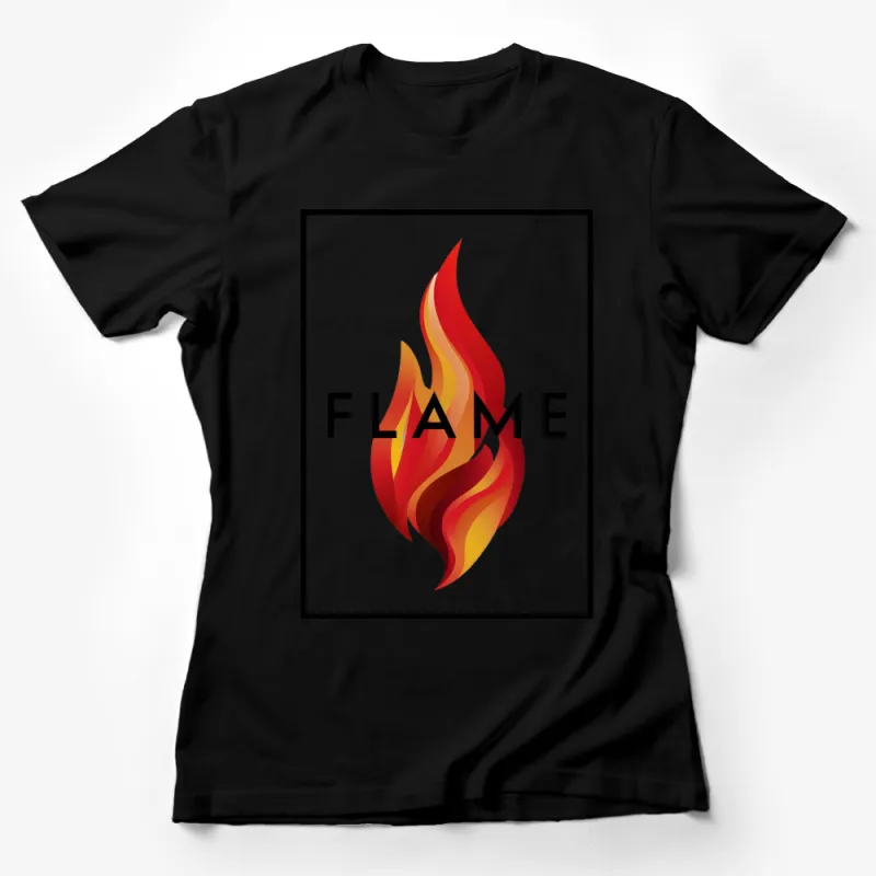 Stylish Flame Graphic T-Shirt, Bold Red and Orange Fire Design, Unisex Casual Wear Female T-Shirt