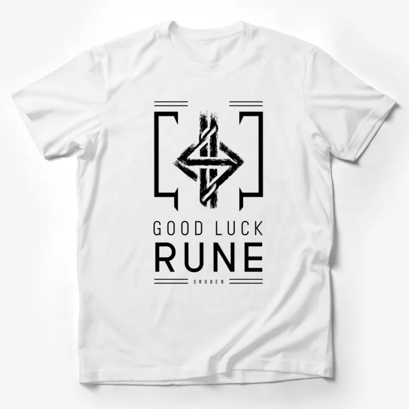 Good Luck Rune T-Shirt, Unisex Graphic Tee, Black and White, Spiritual Symbol Shirt, Trendy Casual Wear Male T-Shirt