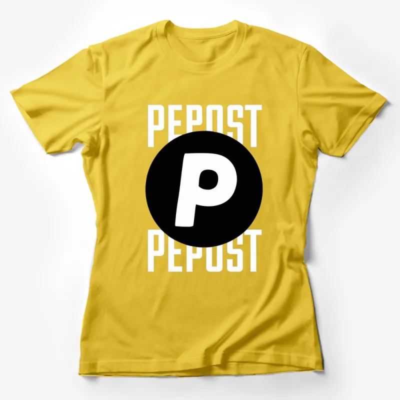 Black Circle White Letter P Graphic T-Shirt, Unisex Modern Minimalist Design Tee Female T-Shirt