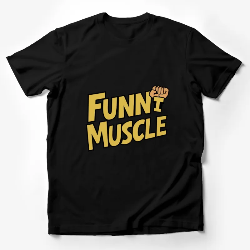 Funny Muscle Text Cartoon T-Shirt, Graphic Tee for Gym Lovers, Unisex Fitness Shirt, Gift for Bodybuilders Male T-Shirt