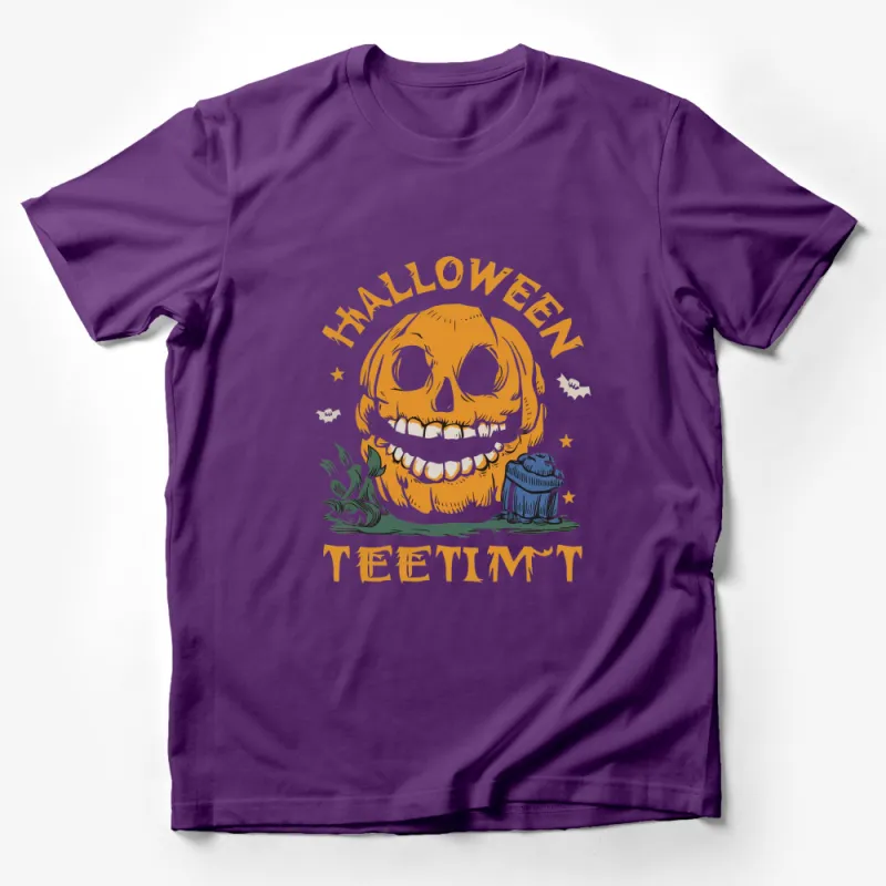 Halloween TeeTime Pumpkin Cupcake T-Shirt, Spooky Pumpkin Graphic Tee, Fall Festival Apparel, Men and Women Male T-Shirt