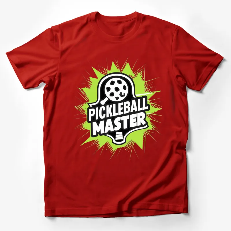 Pickleball Master T-Shirt, Fun Sports Graphic Tee, Neon Green Splatter Design, Unisex Gift Male T-Shirt