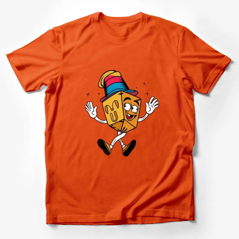 Colorful Top Hat Hi Friendly Bell Cartoon Character Unisex T-Shirt, Casual Fun Wear Male T-Shirt