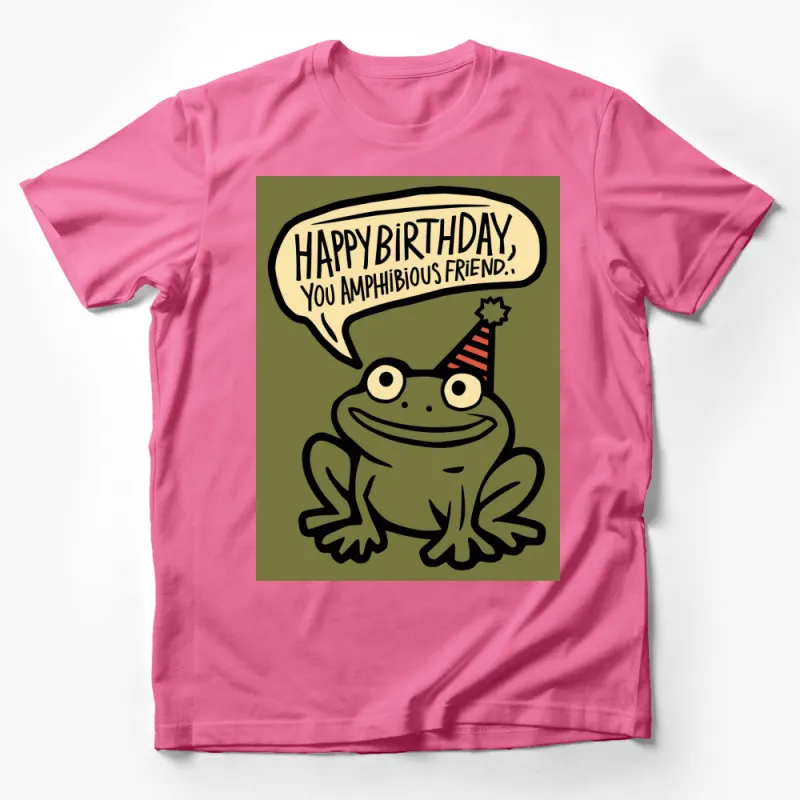 Happy Birthday Amphibious Friend Frog T-Shirt, Cute Frog Party Hat Tee, Unisex Casual Birthday Shirt Gift Male T-Shirt