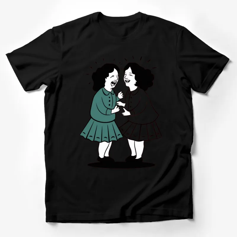 Twinning Sisters Joyful Laughter Graphic T-Shirt, Casual Women’s Tee, Matching Sister Shirts, Gift for Sibling Male T-Shirt