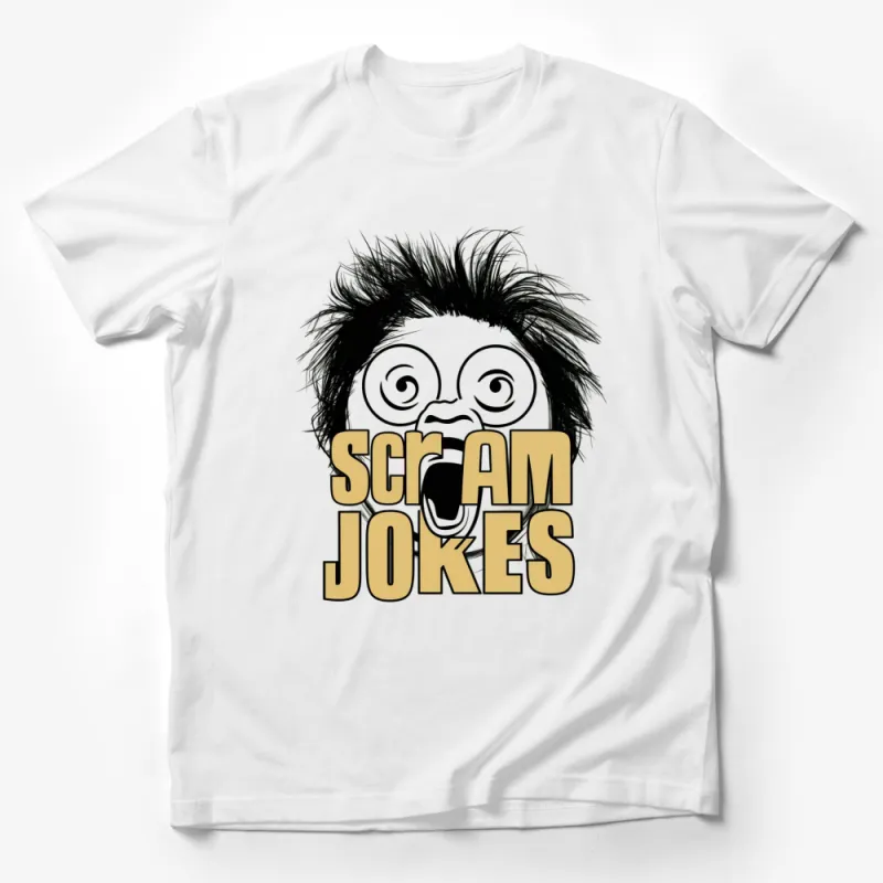 Funny Scream Jokes Graphic T-Shirt, Vintage Black and White Comedy Tee, Unique Gift Male T-Shirt