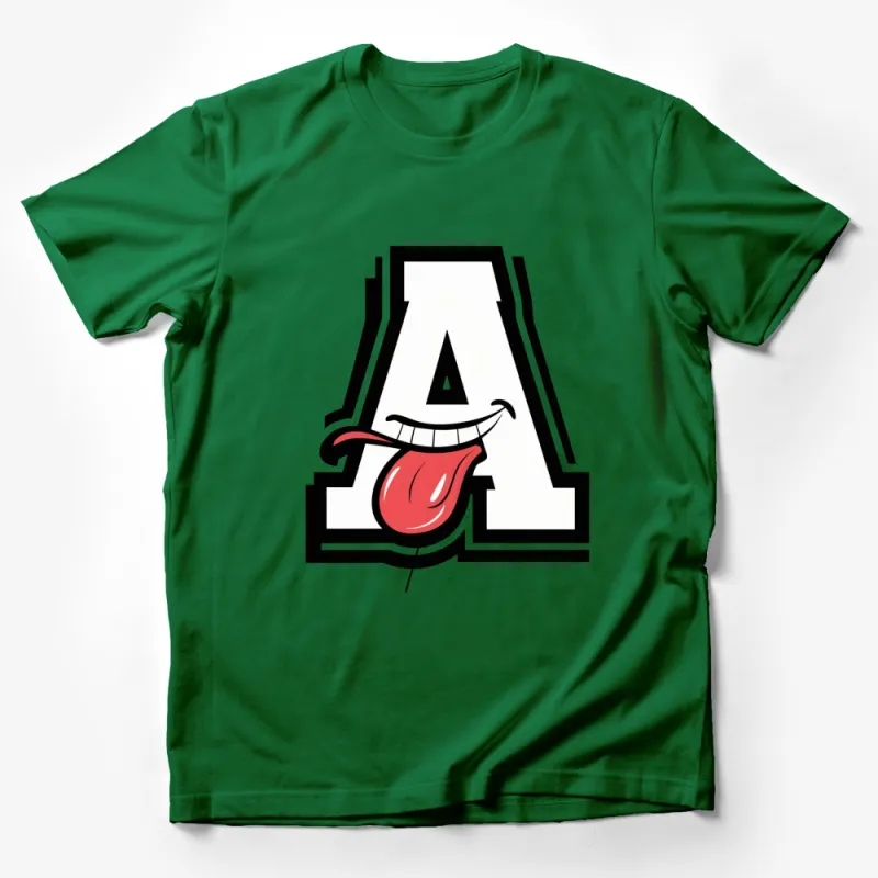 Letter A with Tongue Out Graphic T-Shirt, Funny Alphabet Casual Wear, Unisex Tee Male T-Shirt