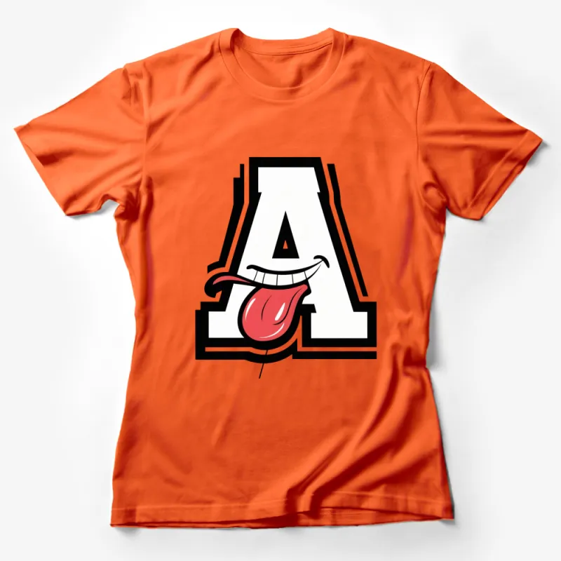 Letter A with Tongue Out Graphic T-Shirt, Funny Alphabet Casual Wear, Unisex Tee Female T-Shirt