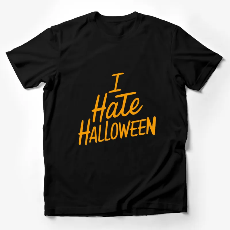 I Hate Halloween T-Shirt, Funny Fall Shirt, Anti-Holiday Tee, Orange Graphic Top for Adults Male T-Shirt