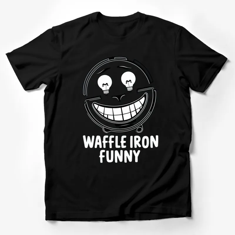 Funny Waffle Iron Smile Graphic T-Shirt, Unisex Black Tee, Casual Wear, Unique Gift Idea Male T-Shirt